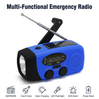 Radio météo d'urgence pour la préparation aux catastrophes, 2000 mAh, solaire, manivelle, alarme SOS, haut-parleur intégré, fonction de banque d'alimentation