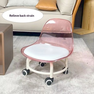 Taburete Pequeño de Acrílico Transparente con Ruedas Universales Giratorias, Silla de Aprendizaje para Niños, Silla de Piso para Personas Perezosas - Product Image 3
