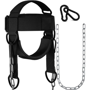 MKAS-Arnés para la cabeza del cuello, entrenador de fuerza para el gimnasio, con 4 anillos en D de metal, ejercicio, levantamiento de pesas, entrenamiento, arnés para el cuello - Product Image 1