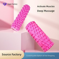 Rouleau de massage en mousse pour yoga et Pilates avec logo personnalisé, 33-45 cm, outil de relaxation musculaire, bâton de massage à dents de loup, colonne creuse en PVC EVA