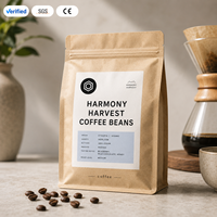 Sacs à café en kraft avec fermeture éclair, sacs en plastique refermables, étiquette minimaliste, rangement pour grains de café frais, biologiques et torréfiés, emballage haut de gamme