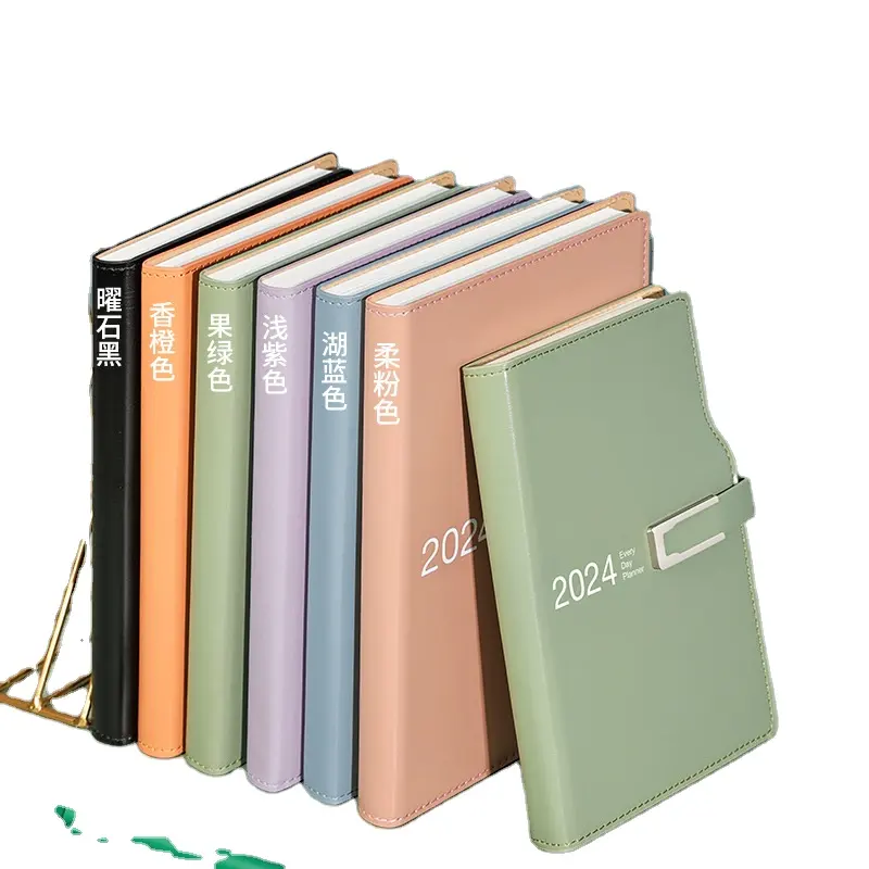 Factory custom logo blank cover notebook plastic Pu Leather cover diary metal notebook with Pen Set exercise books for schools