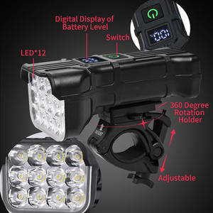 Luz Delantera LED para Bicicleta con Bocina y Pantalla Digital, Batería de 1800mAh, 12 Leds, Ideal para Ciclismo Nocturno en Montaña - Product Image 2