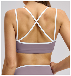 <span class=keywords><strong>Soutien</strong></span>-<span class=keywords><strong>gorge</strong></span> <span class=keywords><strong>de</strong></span> sport pour femme à double <span class=keywords><strong>bretelles</strong></span> croisées, color block, maintien élevé, léger, style crop top pour le yoga - Product Image 6