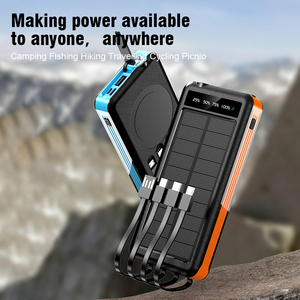 Banco de Energía Solar Inalámbrico Portátil Personalizado Transfronterizo de 10000 mAh con Batería de Iones de Litio y Carga Rápida <span class=keywords><strong>para</strong></span> Exteriores con 4 Cables Integrados - Product Image 2