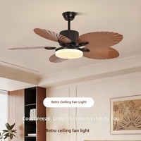 Nouveau Ventilateur de Plafond Rétro Américain 2026 avec Moteur Inverter et Cinq Pales en Forme de Feuille de Bananier pour Maison Intelligente, Salon et Salle à Manger