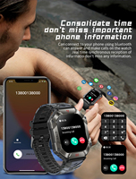 Herren Sport-Smartwatch Quadratisch Schlaftracker GPS BT-Anruf Kompass Barometer IP67 Wasserdicht IPS-Display Großer Bildschirm