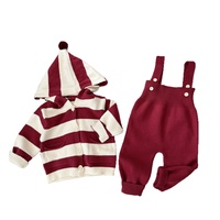Nouvelle collection Printemps 2026 : Ensemble Salopette Bébé Unisexe en Maille Coréenne Rayée Teinte en Fil, Mélange Coton et Laine