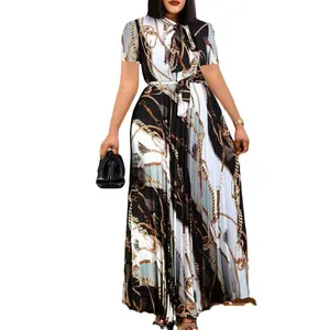 ZIYA A11L162 Printed Pleated Long Maxi Oversized Luxury Kaftan Dresses For Women
