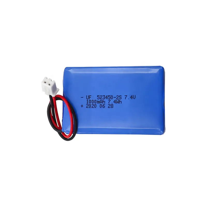 523450 7.4V 1000mAh 2S1P lipo polymer battery with pcb and connector