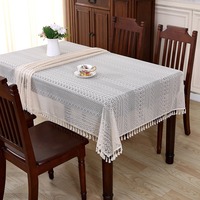 Nappe en macramé bohème en dentelle ajourée au crochet, anti-poussière, pour salon, meuble TV, nappe rectangulaire pour table basse