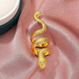 Anello a Forma di Serpente Q511, Placcato in Oro 18K, Gioiello di Moda per Donna, Anello Regalo - Product Image 2