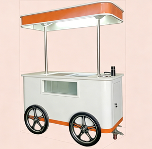 Carrito de Helados Comercial Azul, Carrito de Helados Móvil con Congelador, Carrito de Helados de Madera - Product Image 2