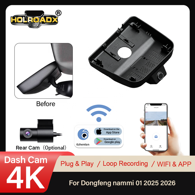 Holroadx Hot Sale Front 4K Dual Lens Video Recorder OEM Fit Dongfeng Nammi 01 2025 2026 WiFi App Parking Mode Night Vision