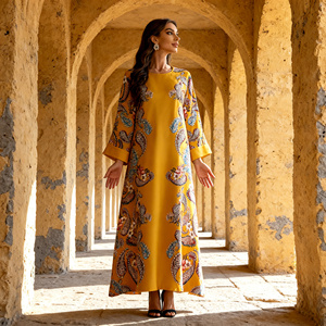 Robe longue élégante de luxe personnalisée en polyester imprimé de haute qualité pour occasions spéciales, Abaya pour femmes musulmanes, fournisseur en gros OEM - Product Image 3