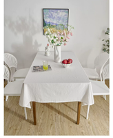 Nappe en coton pur blanc uni texturé froissé pour photographie, pique-nique, ou bureau de dortoir