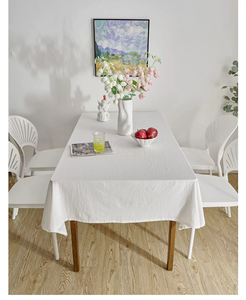 Nappe <span class=keywords><strong>en</strong></span> coton pur <span class=keywords><strong>blanc</strong></span> uni texturé froissé pour photographie, pique-nique, ou bureau de dortoir - Product Image 5