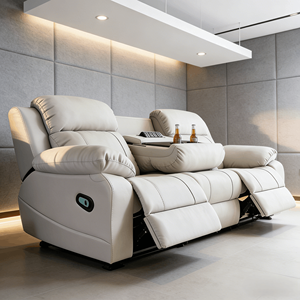 Sillón Reclinable Eléctrico de Cuero Moderno, de Lujo, Individual, para Sala de Estar, con Masaje, <span class=keywords><strong>Motorizado</strong></span>, de Gravedad Cero, Extragrande - Product Image 3