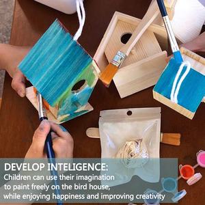 Tennis à oiseaux multicolores pour enfants, boîte en bois, à suspendre à la peinture, nid protecteur, bricolage naturel - Product Image 4