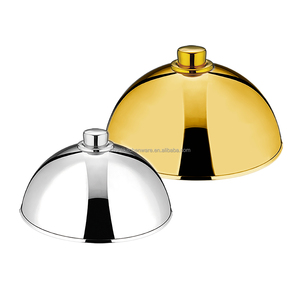 Coperchio a Cupola in Acciaio Inox Dorato Rinforzato per Piatti da Ristorante con Manico - Product Image 1