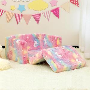 Canapé pour tout-petits avec motif licorne qui brille dans le noir, avec housse amovible en sherpa - Product Image 2