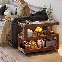 Table basse en bois à roulettes Rosegia moderne OEM/ODM - Étagère de rangement multifonction durable, légère et facile à assembler