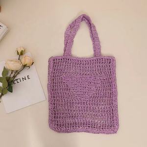 Bolsos de Paja Tejidos a Crochet, Bolso de Playa de Verano, Estilo <span class=keywords><strong>Hippie</strong></span>, Tejido de Malla, Plegable, Bordado, con Cadenas, para Vacaciones en la Playa, <span class=keywords><strong>Ropa</strong></span> de Mujer - Product Image 4