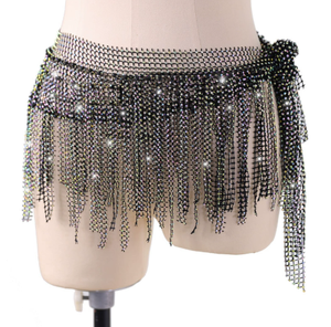 <span class=keywords><strong>Gonna</strong></span> Professionale per Danza del Ventre Economica Taglia Unica con Paillettes e Frange, Sciarpa per Festa, Club, Palcoscenico e Competizioni per Donne - Product Image 2