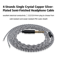 Câbles audio semi-finis en PVC à 4 brins pour DIY, 2,5/3,5/4,4 mm, OFC/OCC/argenté, pour remplacement et réparation d'écouteurs Hi-Fi