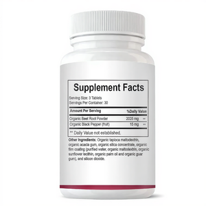 ผงบีทรูทสารต้านอนุมูลอิสระไนตริกออกไซด์จากธรรมชาติ พร้อมพริกไทยดำ อาหารเสริมเพื่อการดูดซึมที่ดีขึ้น 90 เม็ด สำหรับผู้ชายและผู้หญิง - Product Image 2