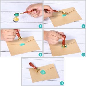 Ensemble <span class=keywords><strong>de</strong></span> cuillères à cacheter avec manche en bois, tampon à cacheter, cuillère à fondre et chauffe-cire pour invitations <span class=keywords><strong>de</strong></span> mariage - Product Image 5