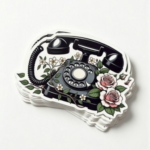 Autocollants en vinyle imperméables personnalisés de haute qualité, découpés à la forme, téléphone vintage, impression de logo, vente en gros, autocollants rétro pour téléphone - Product Image 5