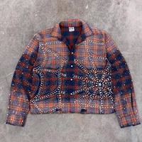 Camisa de Invierno para Hombre, de Manga Larga, con Pedrería y Cristales, Estilo Europeo Americano, de Poliéster y Algodón, Gran Venta