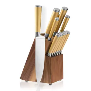 Yüksek karbon japon mutfak bıçakları mutfak için şef bıçak seti altın paslanmaz çelik saplar alman çelik mutfak bıçakları