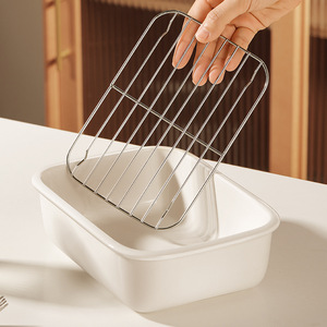 <b>Ceramic</b> Baking Tray With Rack Rectangular Oven Safe Microwave Safe Cheese Gratin Dish Food Preparation Plate - Product Image 2