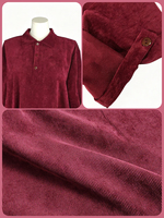 Robe longue ample en velours côtelé bordeaux, col polo, manches retroussées, style abaya modeste, tenue quotidienne pour femmes musulmanes, personnalisable OEM