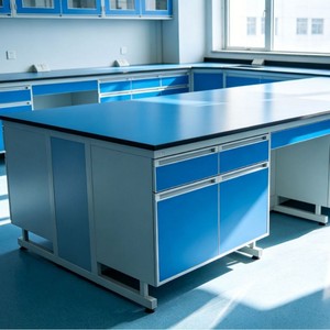 Steel Laboratory Workbench With Epoxy Top <b>6</b> <b>Drawers</b> Industrial Design For School Lab Use - Product Image 5
