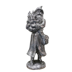 Figura de Santa Claus en Resina con Acabado Metálico, Decoración Navideña para Interiores - Product Image 5