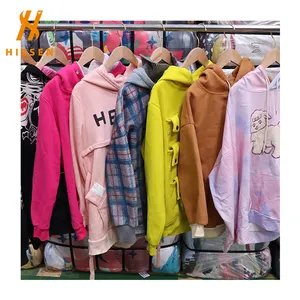 Ikinci el hoodies bayanlar giysi hoodies stok crewneck gömlek uzun kollu balya içinde kullanılan giysiler uzun kollu