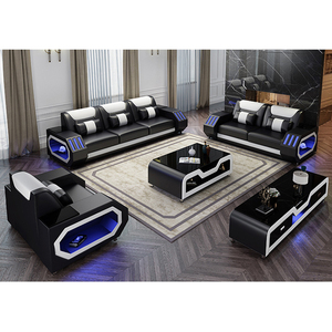 2026 Hot Sale Modular Modern Music USB Technology Smart Control Color <b>LED</b> Light Leather Couch Living Room Furniture - Product Image 4