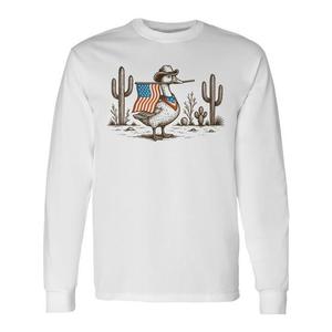 Camiseta de manga larga Patriotic Goose Cowboy Usa Flag 4th Of July - Product Image 1