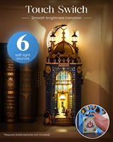 Kit de Bricolaje para Rincón de Lectura con Diseño de Mezquita, Rompecabezas 3D de Madera con Luz LED, Decoración de Librería con Temática de Edificios, Regalos para el Hogar y Ramadán
