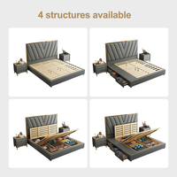Luxuriöses Edelstahl-Polsterbett Modernes Samt-Stoff-Leder Doppelbett Kingsize-Bettgestell