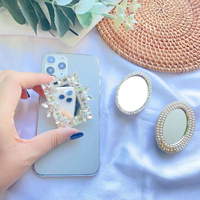 Support de téléphone portable réglable en forme de dessin animé, en matériau PC, avec strass en cristal et diamants, pour bureau et table