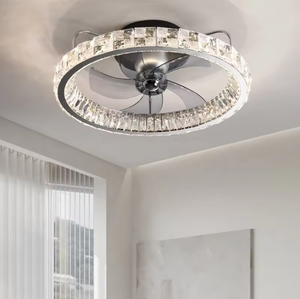 Offre Spéciale d'intérieur concis style lumière moderne hôtel rond luxe caché pales ventilateur de plafond avec lumière - Product Image 5