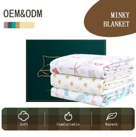 Couverture bébé en minky double couche super douce à motif animaux de dessin animé et pois, tricotée, impression personnalisée