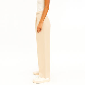 Pantalons droits décontractés d'été <span class=keywords><strong>en</strong></span> gros, OEM, personnalisés, avec crochet et barre, pantalon <span class=keywords><strong>en</strong></span> <span class=keywords><strong>lin</strong></span> plissé décontracté pour femmes - Product Image 6