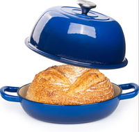 Marmite en fonte émaillée XLT de 6 quarts pour la cuisson du pain au levain, avec couvercle, 24 cm, revêtement épais en émail céramique, ustensile de cuisson