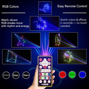 ไฟดิสโก้ LED แบบเคลื่อนไหวสีสันสดใส Wuzstar พร้อมลวดลายหมุนได้ RGBBeam ควบคุมด้วยเสียงและระบบ DMX สำหรับเวที งานเรฟ และคลับ - Product Image 4