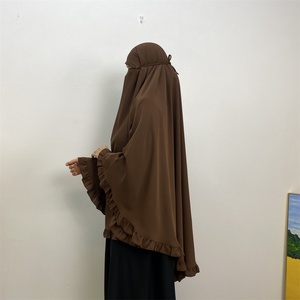 Eid High Quality Nida New Prayer Hijab Cute Ruffle Muslim Women One Layer Jazz Khimar Niqab 16 Colors 2338# - Product Image 3